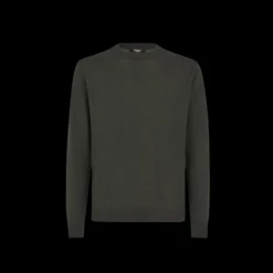 Pull col rond FENDI laine vert sapin FF relief poitrine