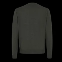 Pull col rond FENDI laine vert sapin FF relief poitrine