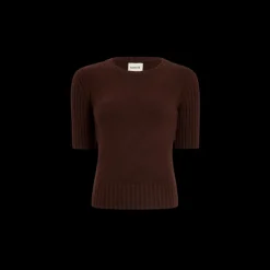 Pull col rond KHAITE Mia cachemire  marron