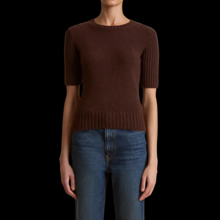 Pull col rond KHAITE Mia cachemire marron