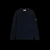 Pull col rond roulotté STONE ISLAND laine agneau bleu marine