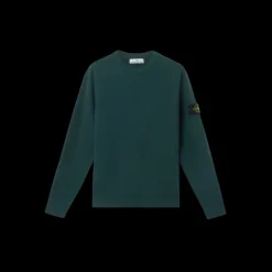 Pull col rond STONE ISLAND coton cotelé vert bouteille