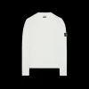 Pull col rond STONE ISLAND coton nylon blanc Badge Rose des vents