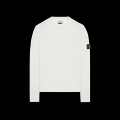 Pull col rond STONE ISLAND coton nylon blanc Badge Rose des vents