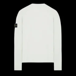 Pull col rond STONE ISLAND coton nylon blanc Badge Rose des vents