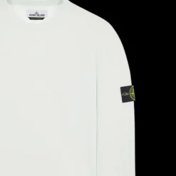 Pull col rond STONE ISLAND coton nylon blanc Badge Rose des vents
