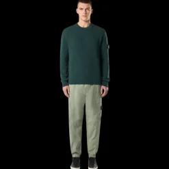 Pull col rond STONE ISLAND coton cotelé vert bouteille