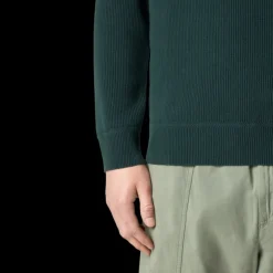 Pull col rond STONE ISLAND coton cotelé vert bouteille