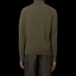 Pull col roulé CP COMPANY maille laine polyamide Kaki lunettes manche