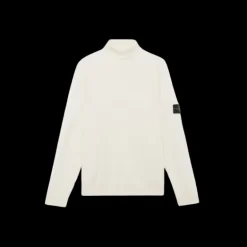 Pull col roulé STONE ISLAND laine vierge fine écru