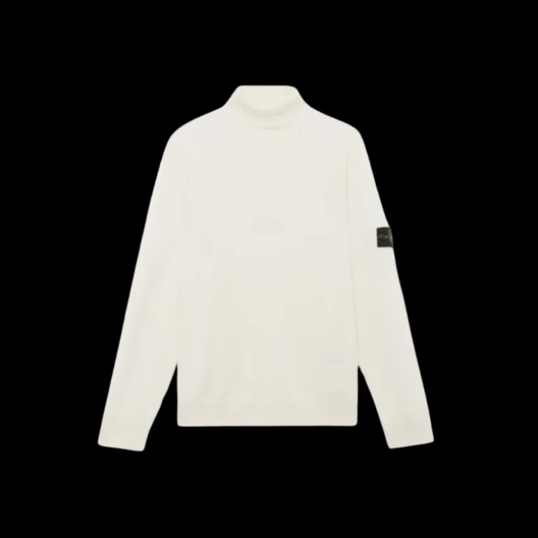 Pull col roulé STONE ISLAND laine vierge fine écru