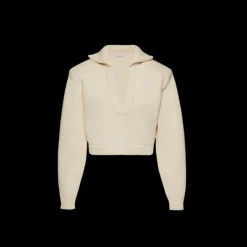 Pull court MAGDA BUTRYM col polo coton crème