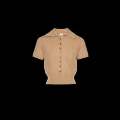 Pull court manche MAGDA BUTRYM ourte col polo beige boutons