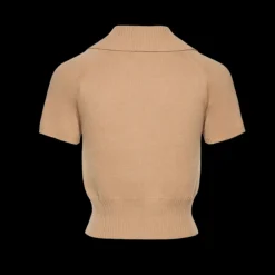 Pull court manche MAGDA BUTRYM ourte col polo beige boutons