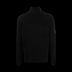 Pull CP COMPANY col roulé maille laine polyamide Noir lunettes manche