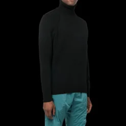 Pull CP COMPANY col roulé maille laine polyamide Noir lunettes manche