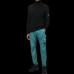 Pull CP COMPANY col roulé maille laine polyamide Noir lunettes manche