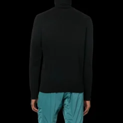 Pull CP COMPANY col roulé maille laine polyamide Noir lunettes manche