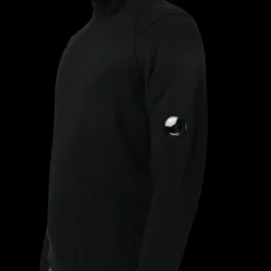 Pull CP COMPANY col roulé maille laine polyamide Noir lunettes manche
