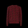 Pull FENDI col rond laine rouge bordeaux motif Fendi O’Lock noir