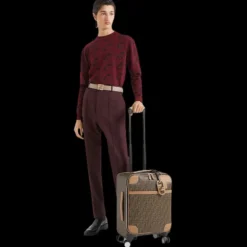 Pull FENDI col rond laine rouge bordeaux motif Fendi O’Lock noir