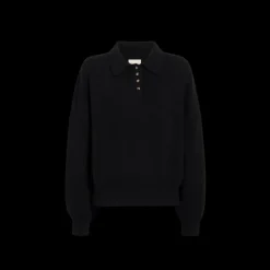 Pull long col polo RKHAITE ené cachemire noir