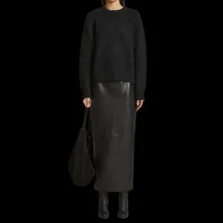 Pull long col rond KHAITE Maé cachemire noir