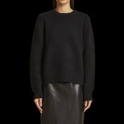 Pull long col rond KHAITE Maé cachemire noir