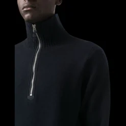 Pull maille TOM FORD col zippé laine cachemire bleu marine