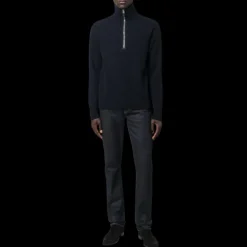 Pull maille TOM FORD col zippé laine cachemire bleu marine