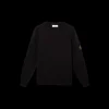Pull manche longue STONE ISLAND col rond coton bio noir