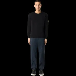 Pull manche longue STONE ISLAND col rond coton bio noir