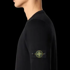 Pull manche longue STONE ISLAND col rond coton bio noir