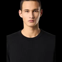 Pull manche longue STONE ISLAND col rond coton bio noir