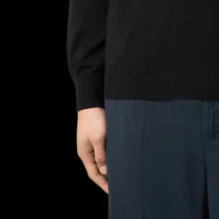 Pull manche longue STONE ISLAND col rond coton bio noir