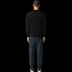 Pull manche longue STONE ISLAND col rond coton bio noir