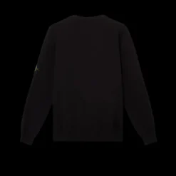 Pull manche longue STONE ISLAND col rond coton bio noir