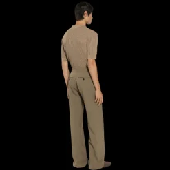 Pull Polo col V DOLCE & GABBANA maille ajourée coton marron