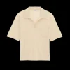 pull polo SAINT LAURENT manche courte laine responsable écru poche