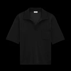 pull polo SAINT LAURENT manche courte laine responsable noir poche