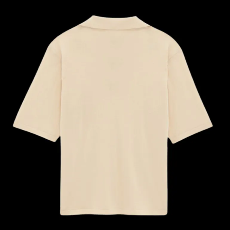 pull polo SAINT LAURENT manche courte laine responsable écru poche