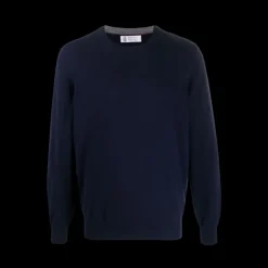 Pull Ras Du Cou Bleu Marine Cachemire