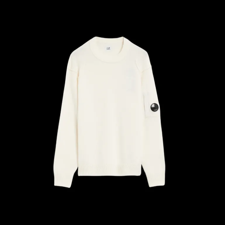 Pull ras du cou CP COMPANY laine agneau GRS blanc