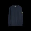 Pull ras-du-cou STONE ISLAND  jersey coton bio bleu marine