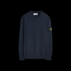 Pull ras-du-cou STONE ISLAND jersey coton bio bleu marine