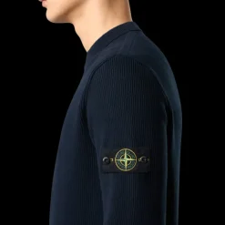 Pull ras-du-cou STONE ISLAND coton côtelé bleu marine