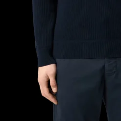 Pull ras-du-cou STONE ISLAND coton côtelé bleu marine