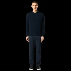 Pull ras-du-cou STONE ISLAND coton côtelé bleu marine