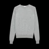 Pull SAINT LAURENT Cassandre col rond cachemire gris clair logo YSL
