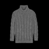 Pull SAINT LAURENT Col roulé Maille viscose mélangée torsade Gris argenté